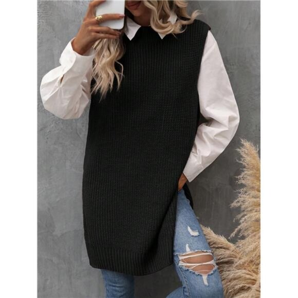 1pc Split Hem Sweater Vest - Picture 6 of 6